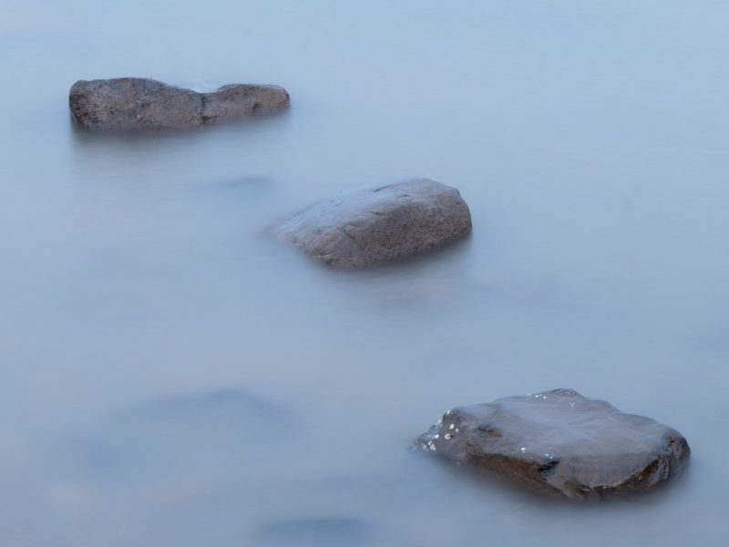 rocks in the sea, long exposure