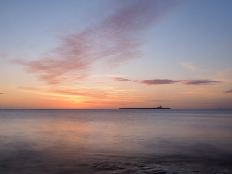 Dawn over the sea looking towards Coquet Island, learn to take photos like this on my one-to-one training courses