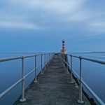 Amble Pier during the blue hour. Long exposure