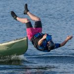 How Reliable is your Camera Brand? Man falling in water froma canoe.