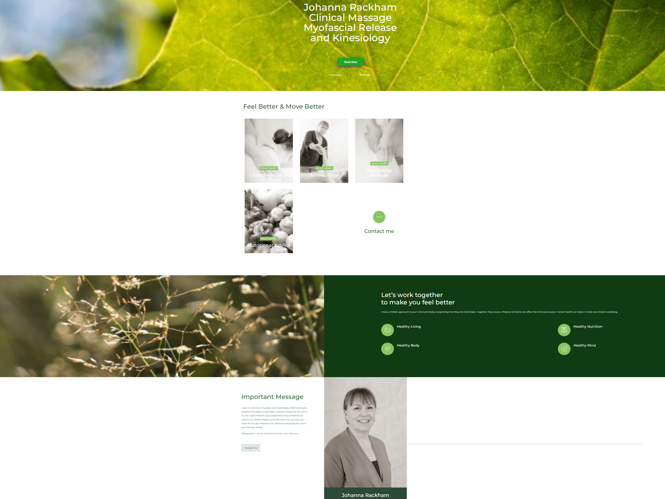Screenshot of a website built by Ivor Rackham