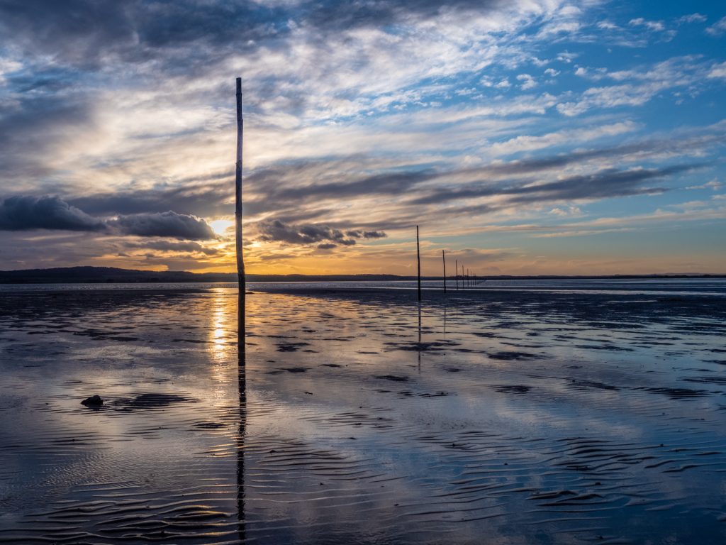 Pilgrim's way at sunset. 